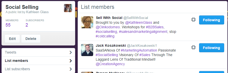 Twitter List Social Selling Updated